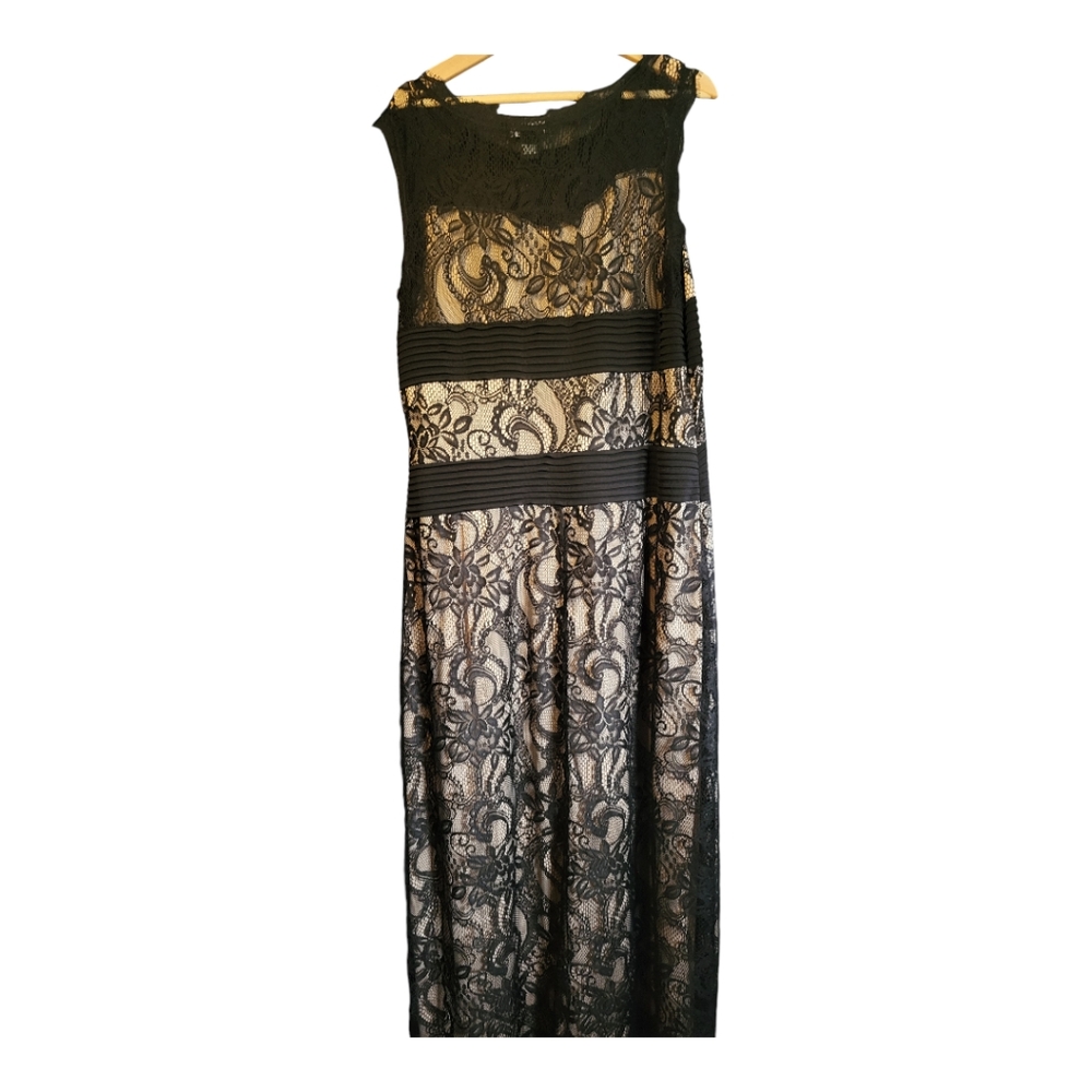 Candalite women's maxi dress black lace 2X NWOT
